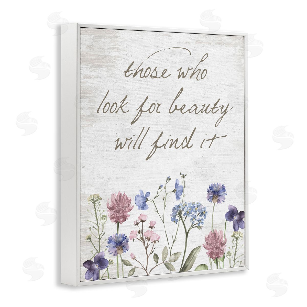 Lettered and Lined Look For Beauty Inspiring Flower Blossom Calligraphy White Framed Giclee Wall Art Print