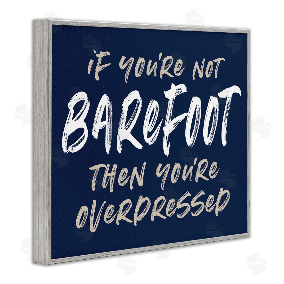 Lettered and Lined Humorous Barefoot Saying Phrase Marker Streaks Text Gray Framed Giclee Wall Art Print