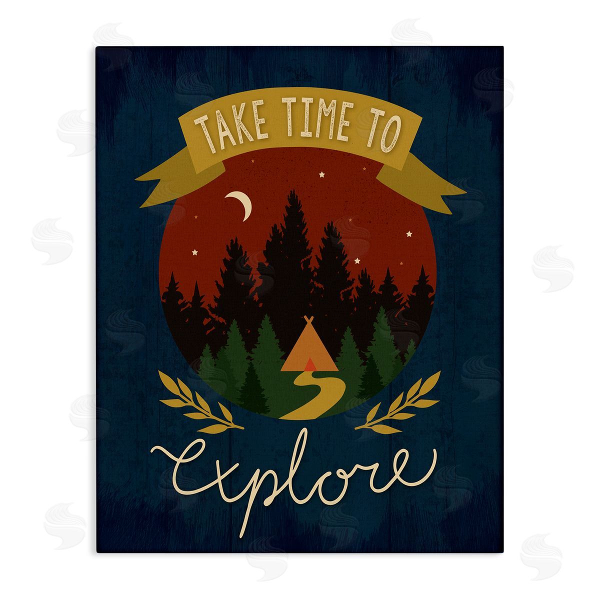Louise Allens Time To Explore Woodland Adventure Nighttime Scene Stretched Canvas Wall Art Print