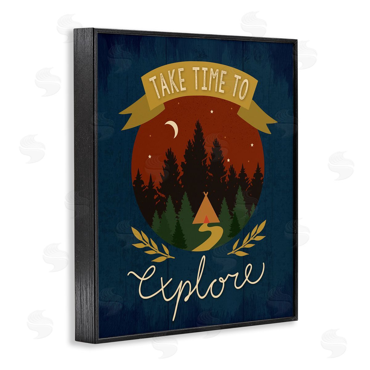 Louise Allens Time To Explore Woodland Adventure Nighttime Scene Black Framed Giclee Wall Art Print