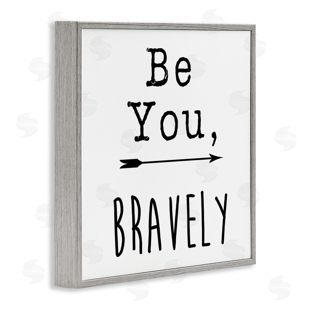 J. Weiss Be You Bravely Encouraging Typography Arrow Motif Gray Framed Glicee Wall Art Print