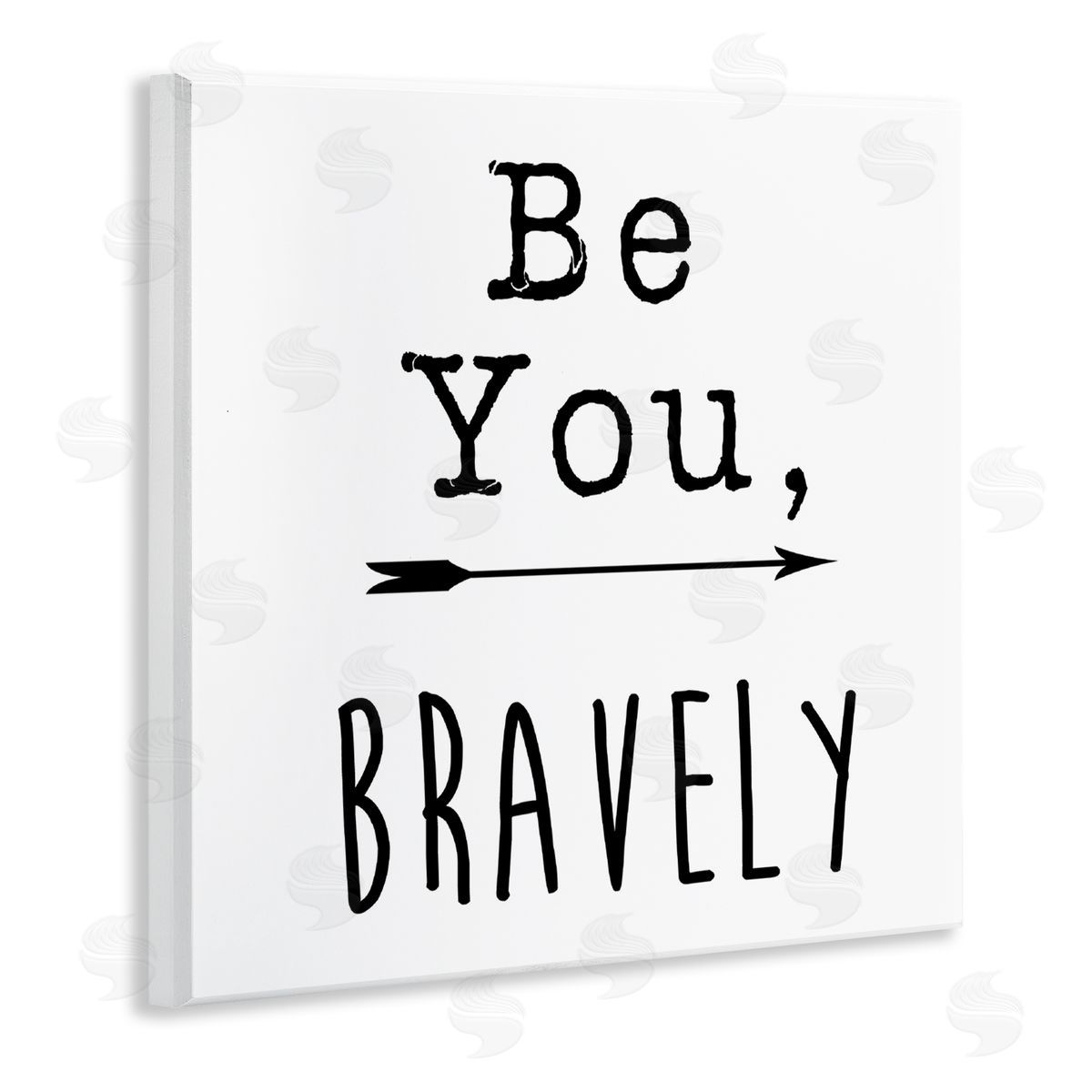 J. Weiss Be You Bravely Encouraging Typography Arrow Motif Wooden Wall Plaque Art Print