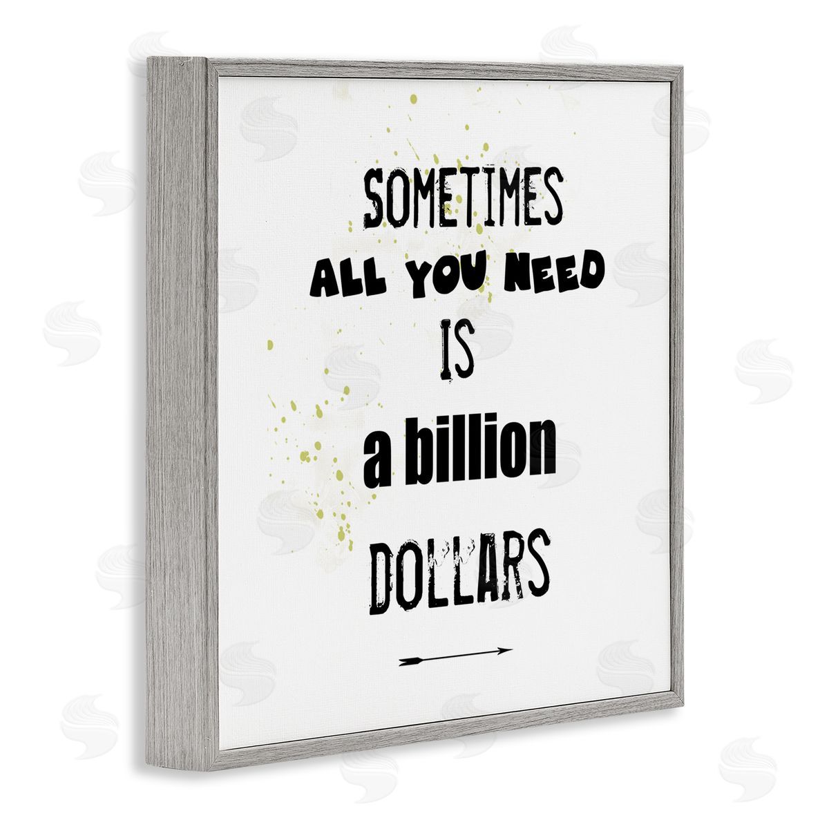 J. Weiss Need a Billion Dollars Humorous Speckled Typography Gray Framed Glicee Wall Art Print