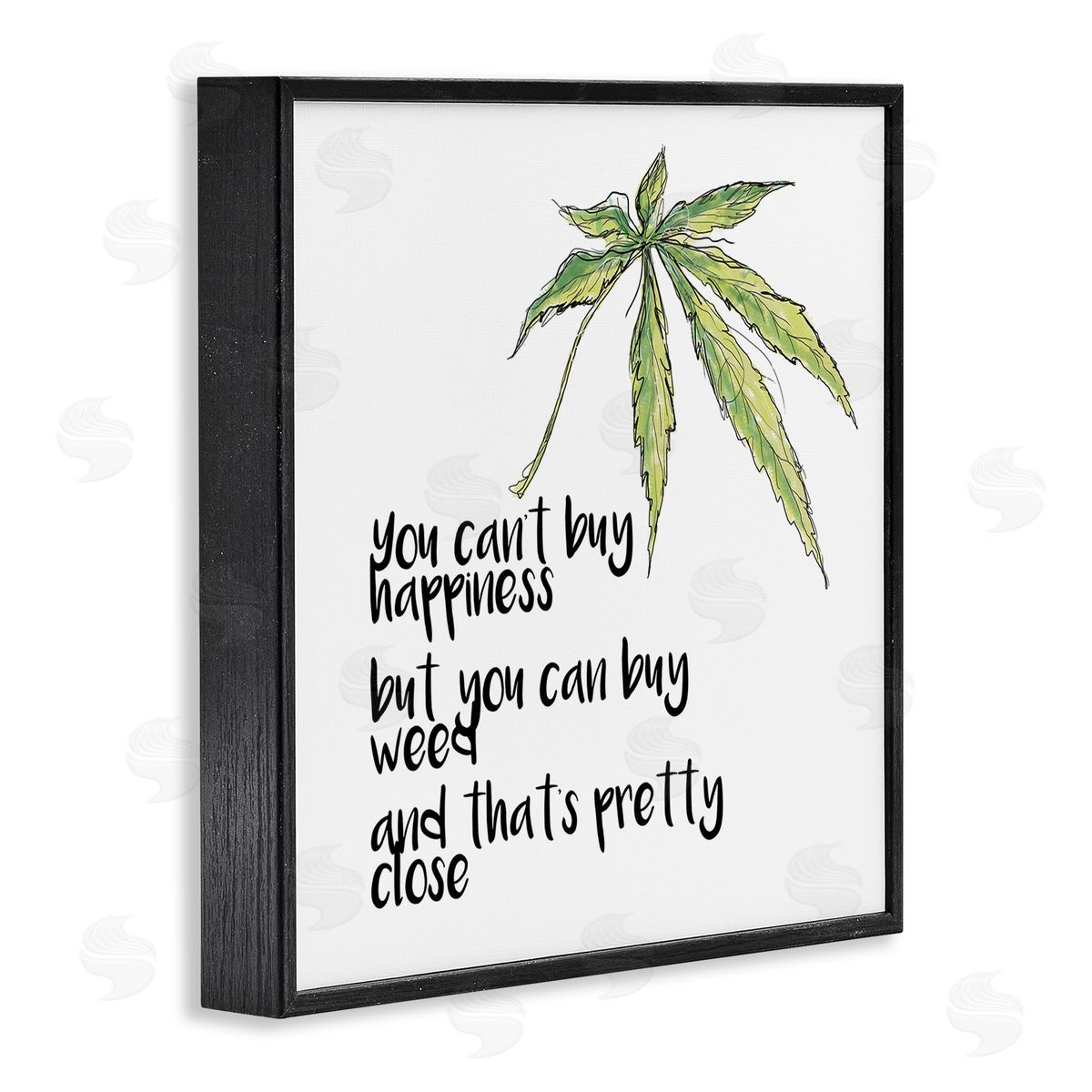 J. Weiss Can't Buy Happiness Funny Hemp Botanical Saying  Black Framed Glicee Wall Art Print