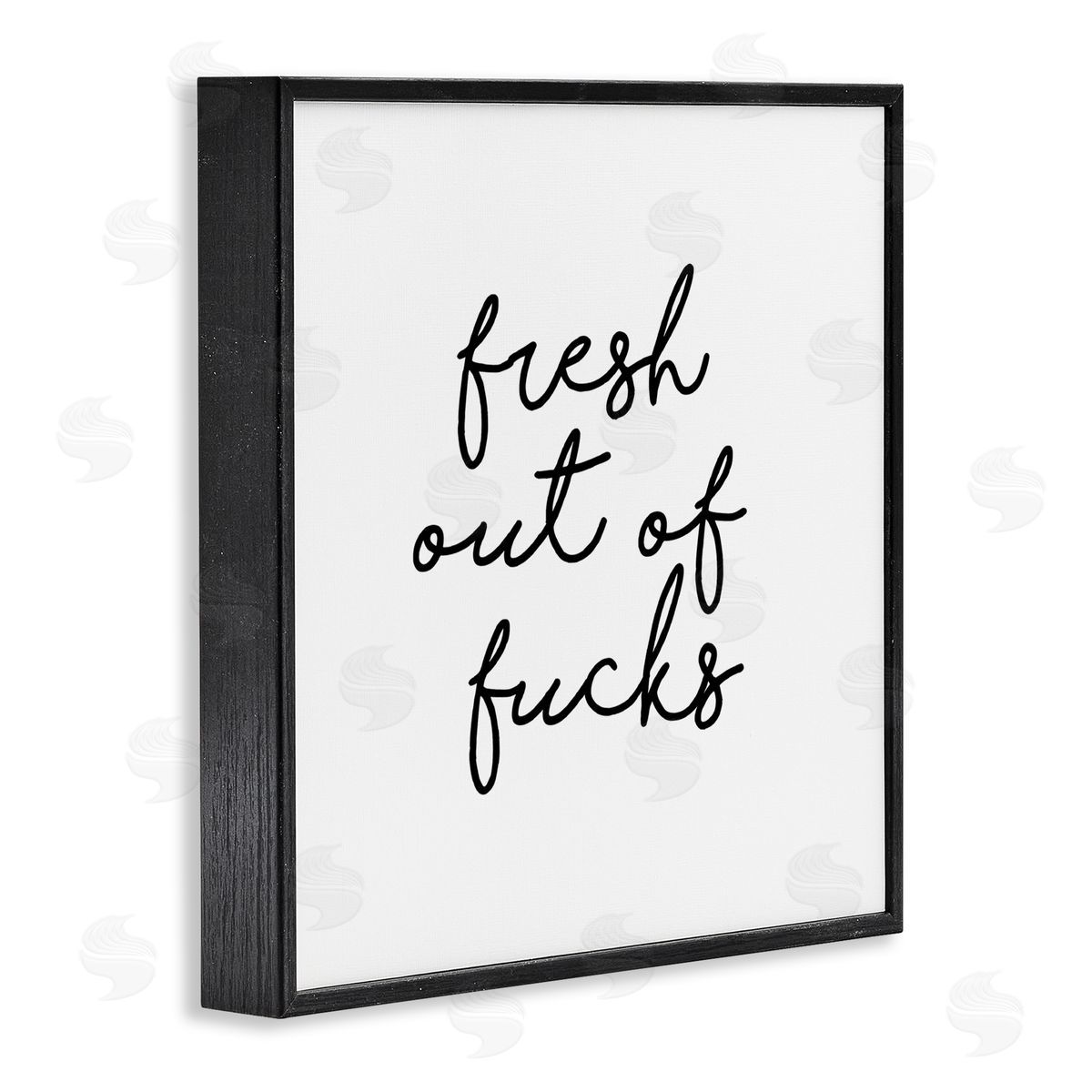 J. Weiss Fresh Out Of F*** Humorous Cursive Calligraphy Black Framed Glicee Wall Art Print