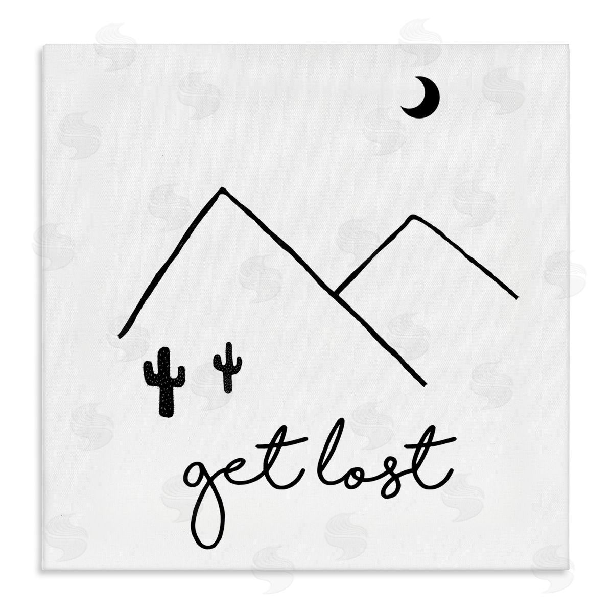 J. Weiss Get Lost Desert Adventure Scene Minimal Line Doodle Stretched Canvas Wall Art Print