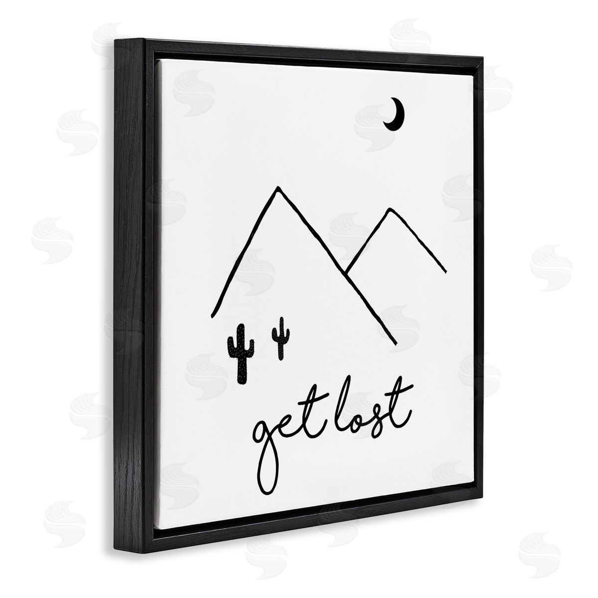 J. Weiss Get Lost Desert Adventure Scene Minimal Line Doodle Black Floating Frame Canvas Wall Art Print