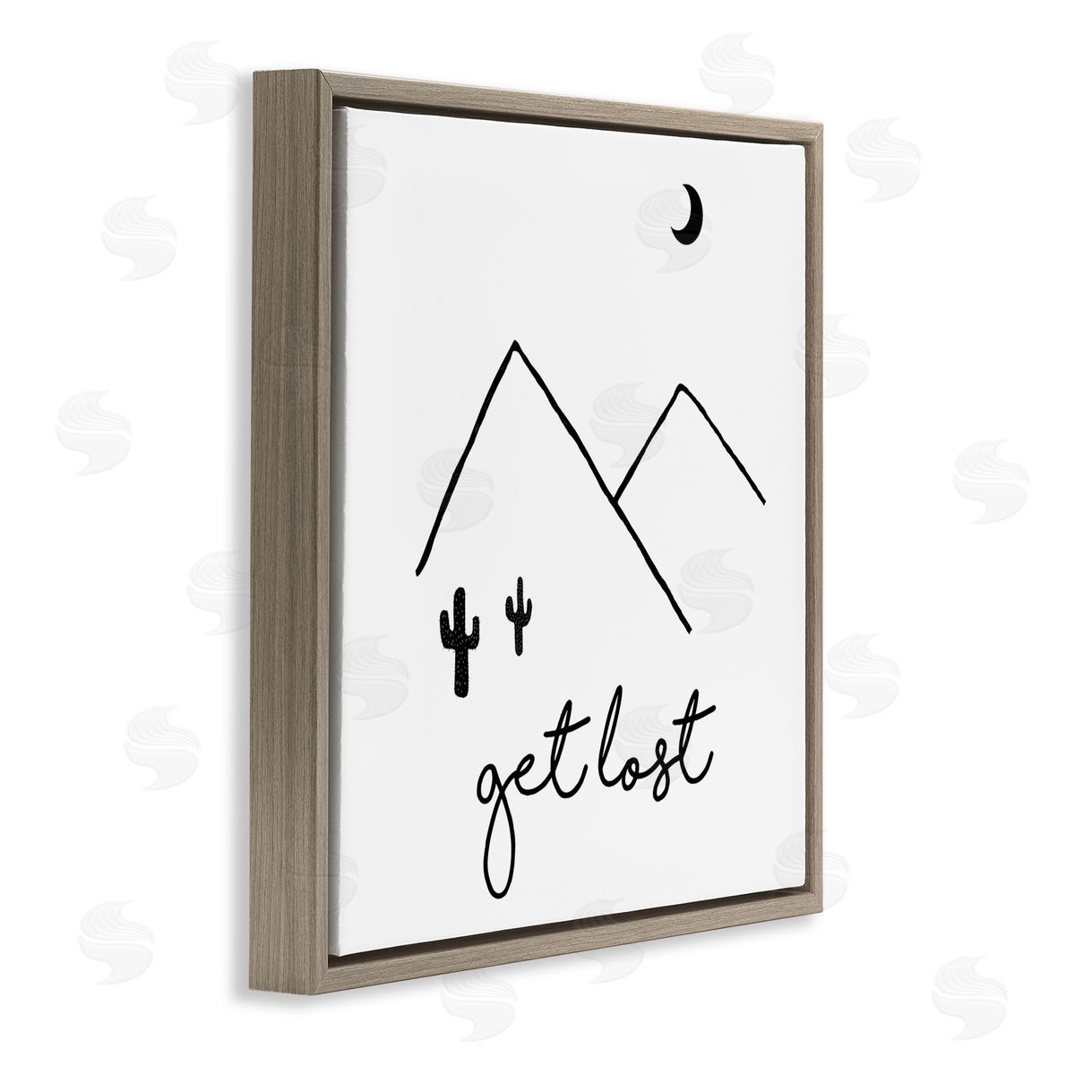 J. Weiss Get Lost Desert Adventure Scene Minimal Line Doodle Brown Floating Frame Canvas Wall Art Print