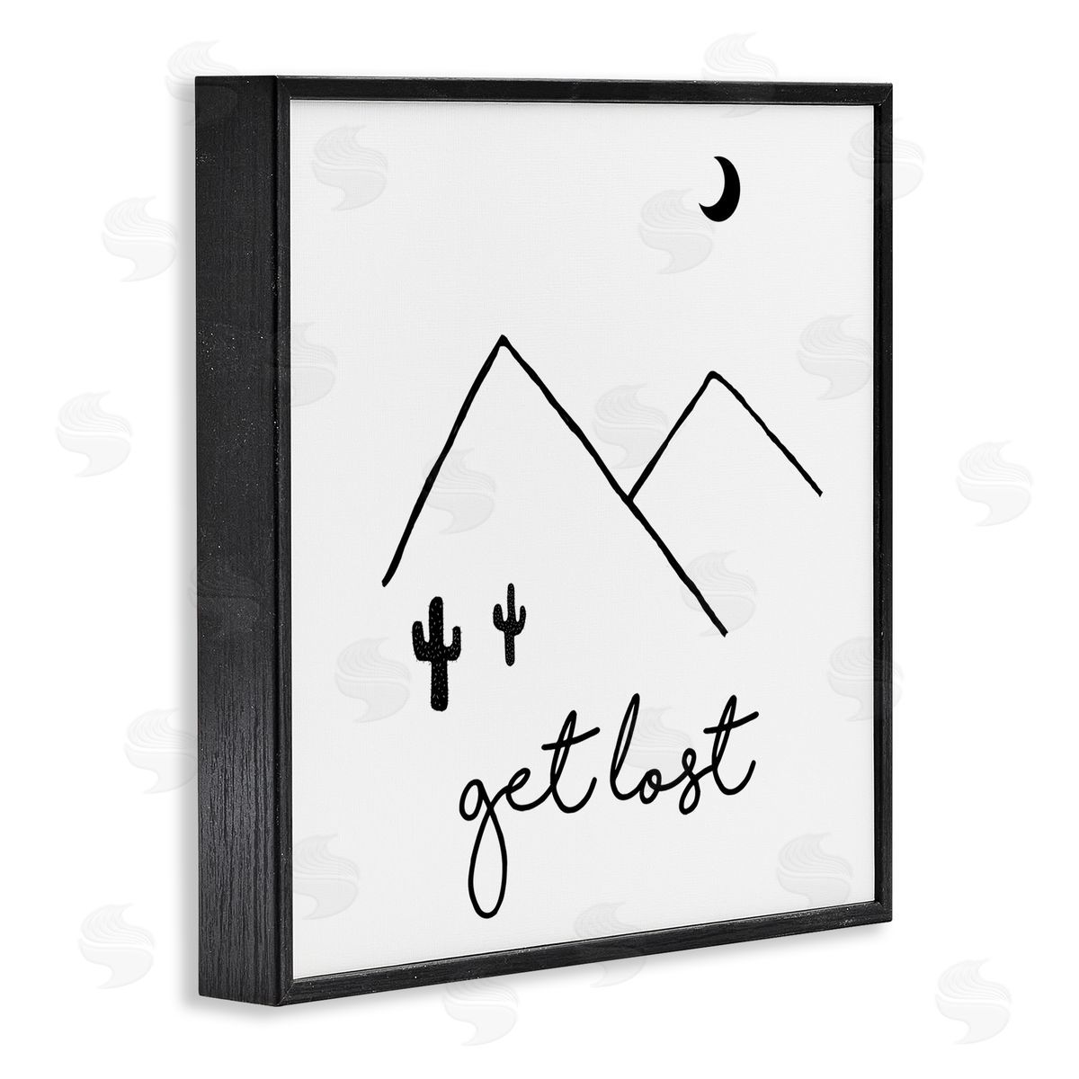 J. Weiss Get Lost Desert Adventure Scene Minimal Line Doodle Black Framed Glicee Wall Art Print