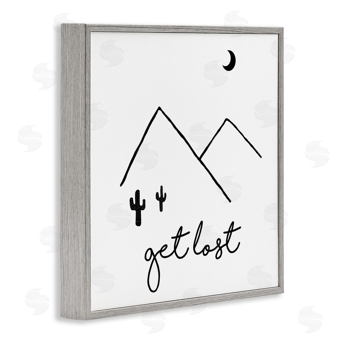J. Weiss Get Lost Desert Adventure Scene Minimal Line Doodle Gray Framed Glicee Wall Art Print