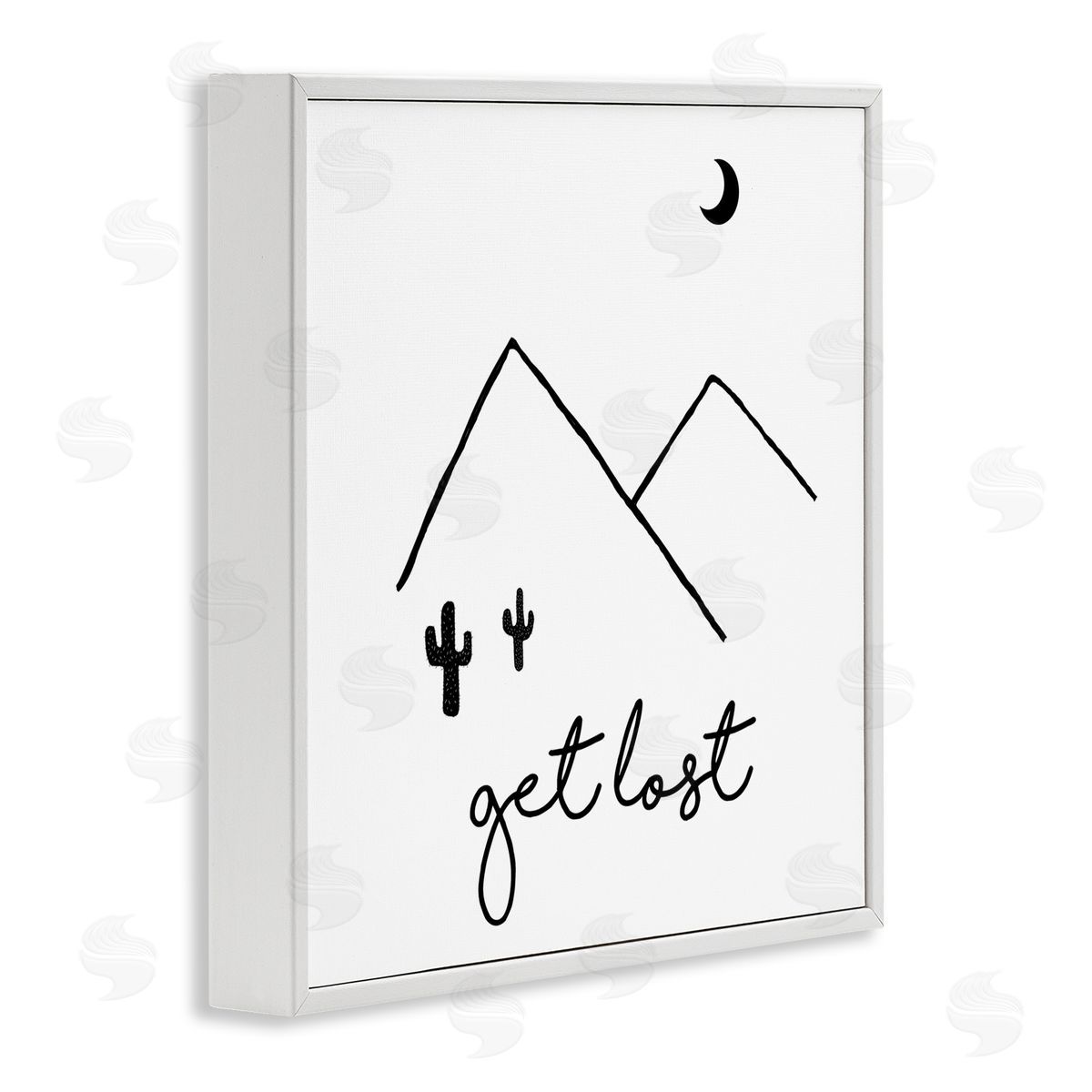 J. Weiss Get Lost Desert Adventure Scene Minimal Line Doodle White Framed Glicee Wall Art Print