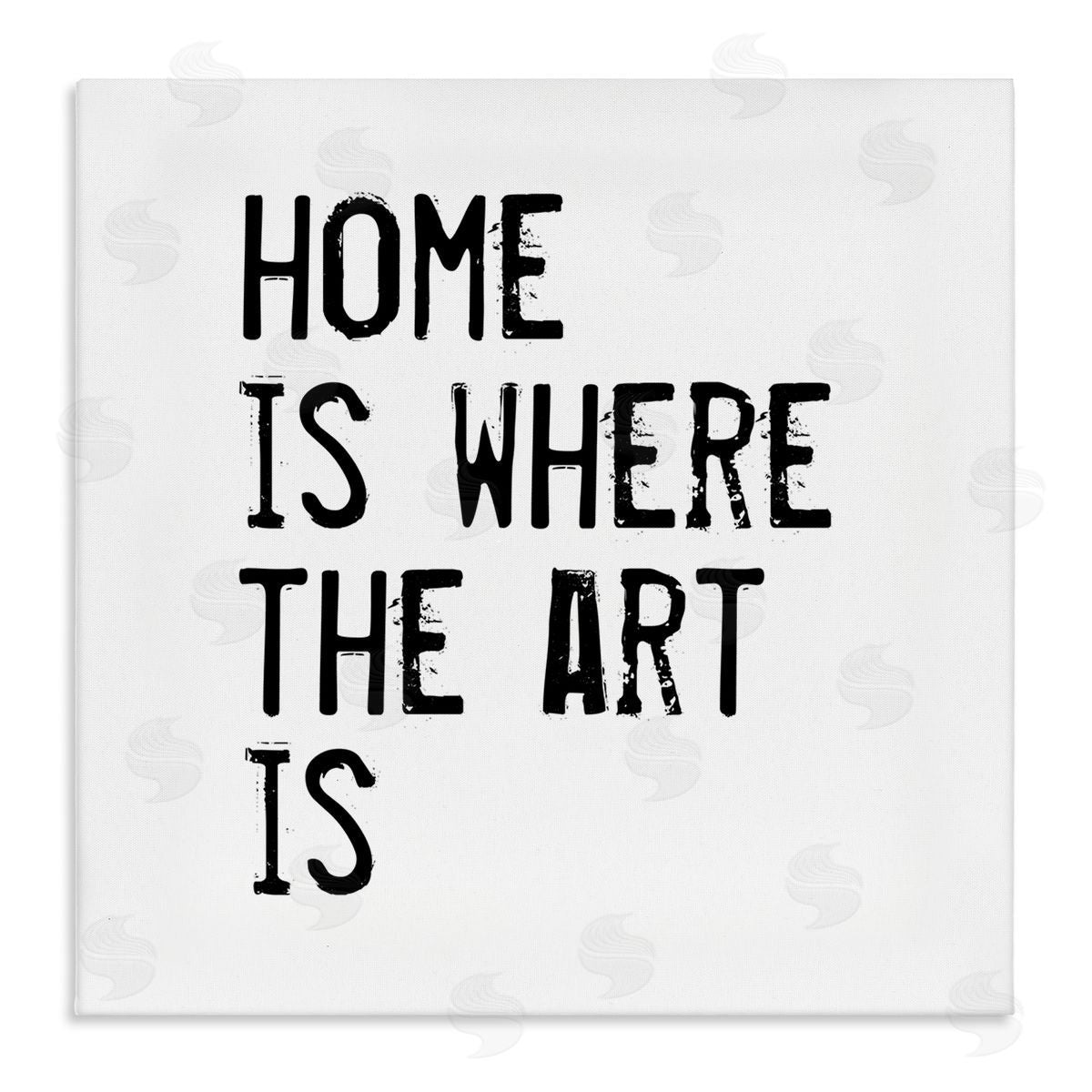 J. Weiss Home Where Art Is Weathered Stamp Style Text Stretched Canvas Wall Art Print