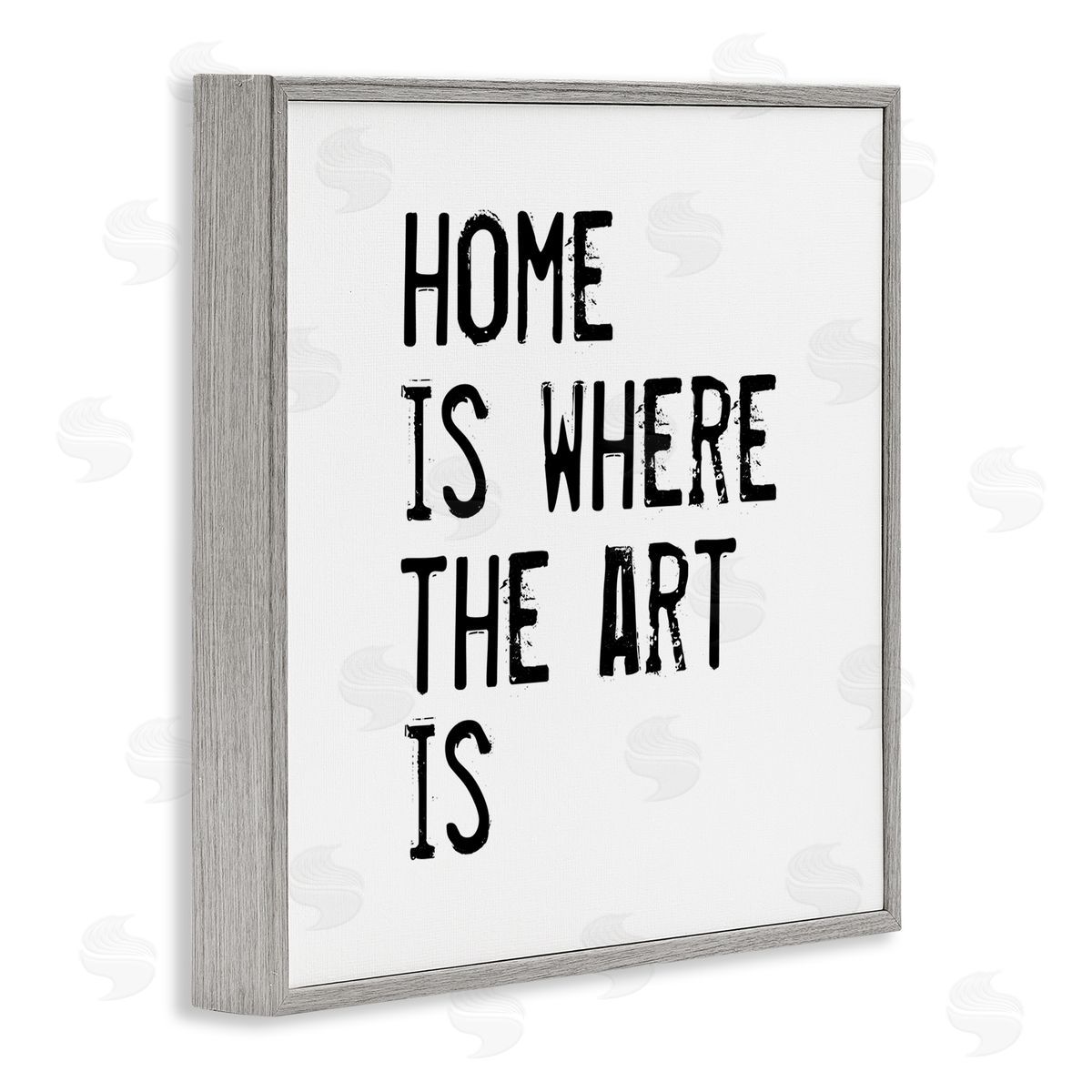 J. Weiss Home Where Art Is Weathered Stamp Style Text Gray Framed Glicee Wall Art Print