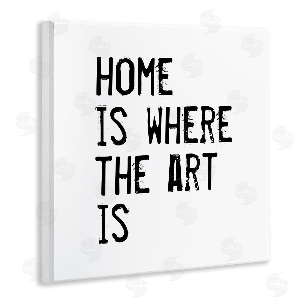 J. Weiss Home Where Art Is Weathered Stamp Style Text Wooden Wall Plaque Art Print