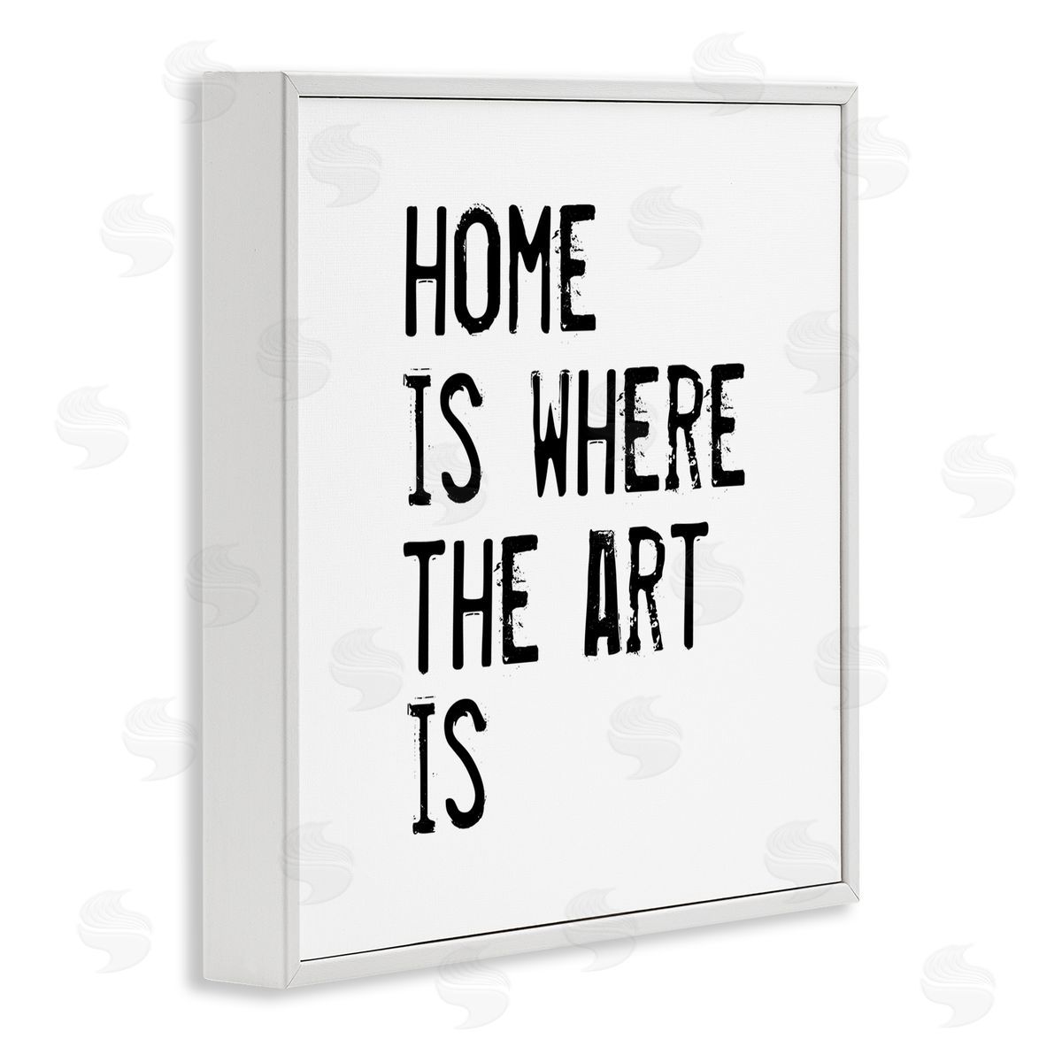 J. Weiss Home Where Art Is Weathered Stamp Style Text White Framed Glicee Wall Art Print