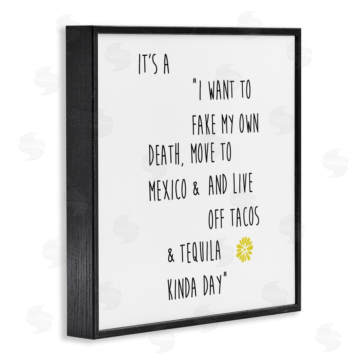 J. Weiss Moving to Mexico Humorous Typography Phrase Yellow Accent Black Framed Glicee Wall Art Print