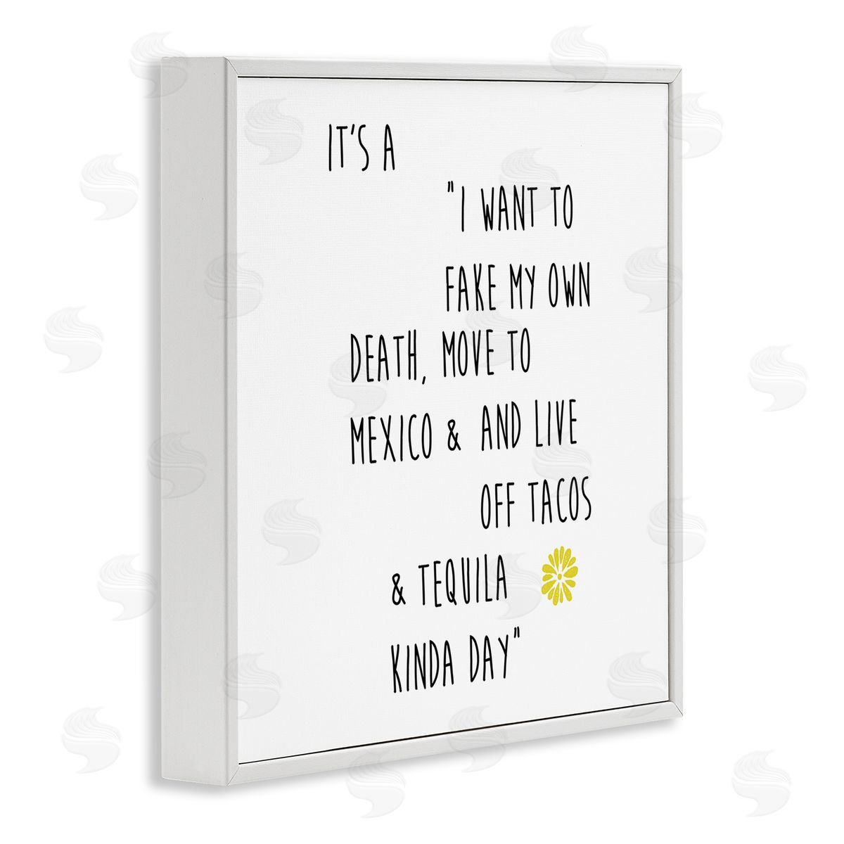 J. Weiss Moving to Mexico Humorous Typography Phrase Yellow Accent White Framed Glicee Wall Art Print