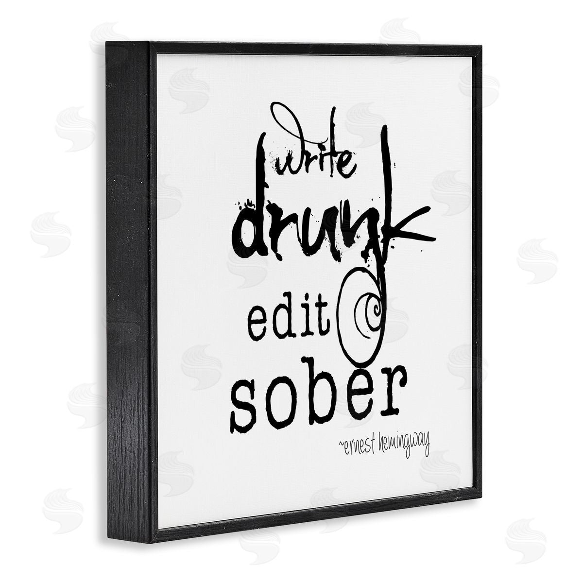 J. Weiss Write Drunk Edit Sober Bold Hemingway Quote  Black Framed Glicee Wall Art Print