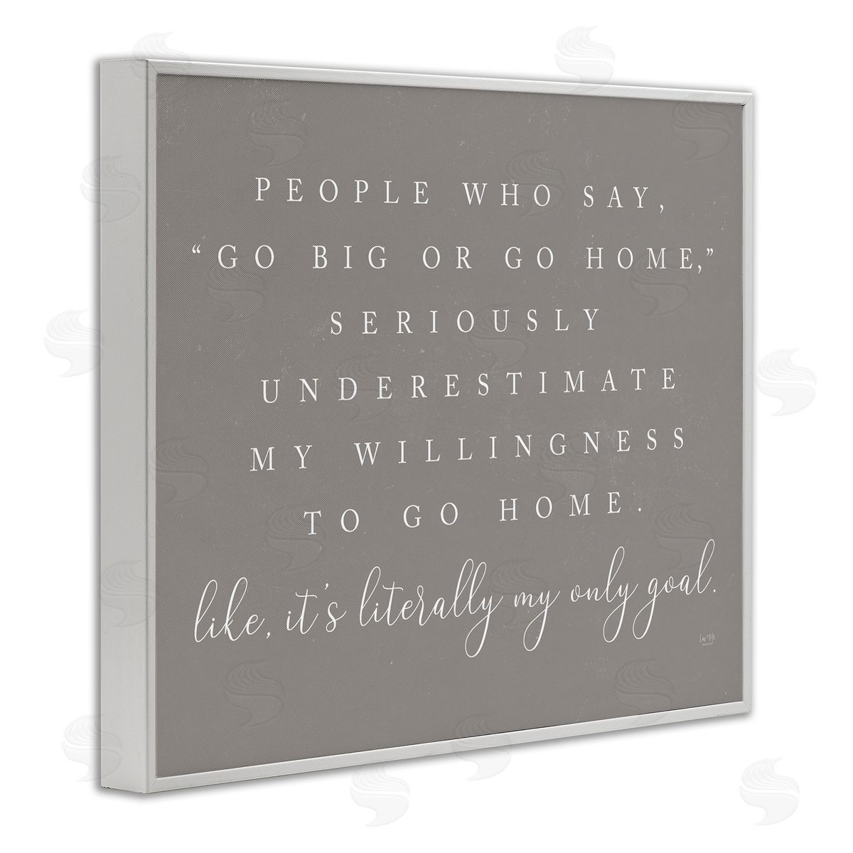 Lux + Mes Go Big Or Home Funny Introvert Typography Saying White Framed Giclee Wall Art Print