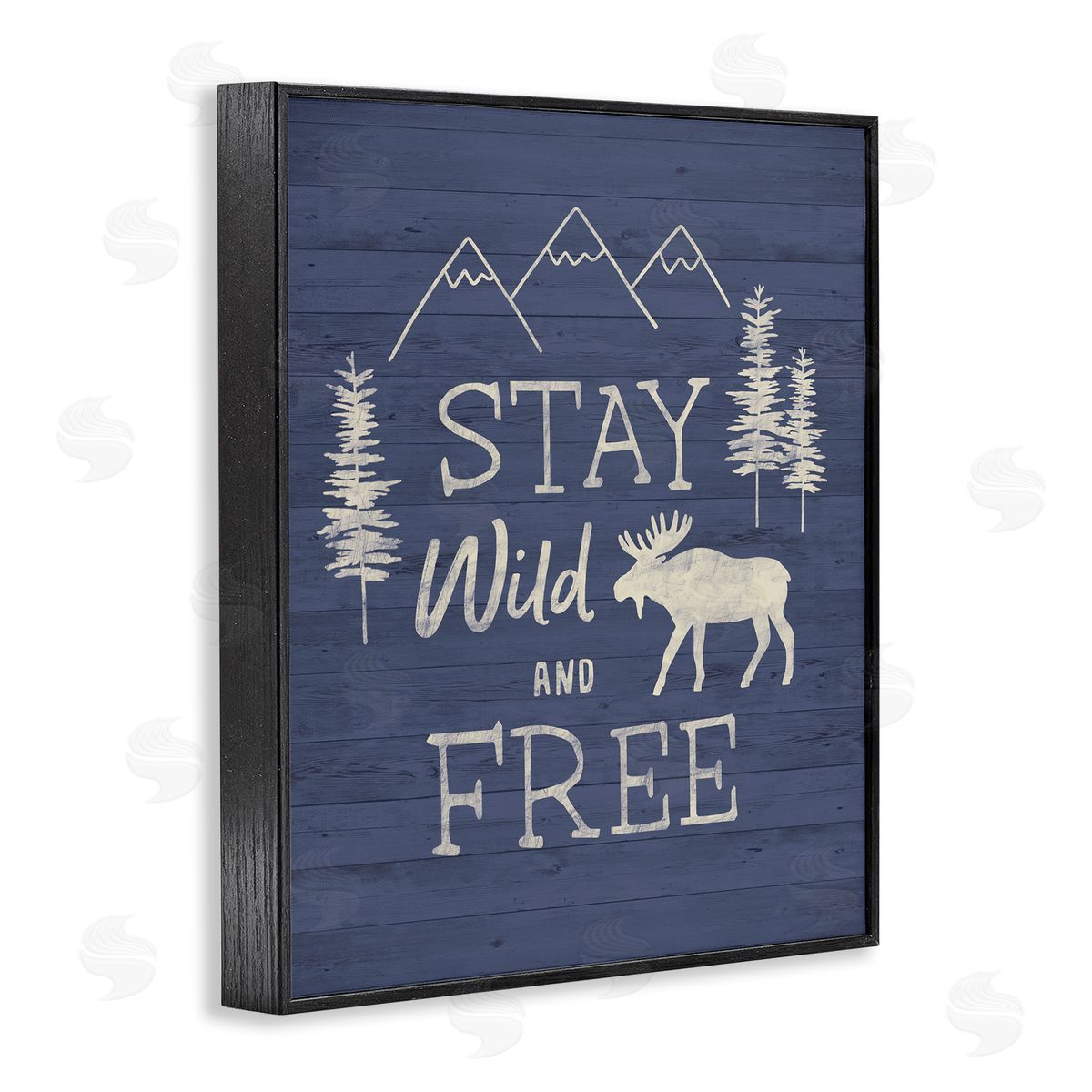 Nina Seven Stay Wild & Free Moose Mountain Scene Rustic Wildlife Black Framed Giclee Wall Art Print