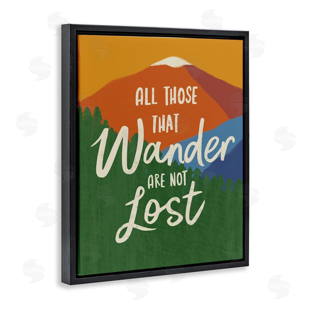 Nina Seven Inspiring Adventure Quote Mountain Wilderness Scene Black Floating Frame Canvas Wall Art Print