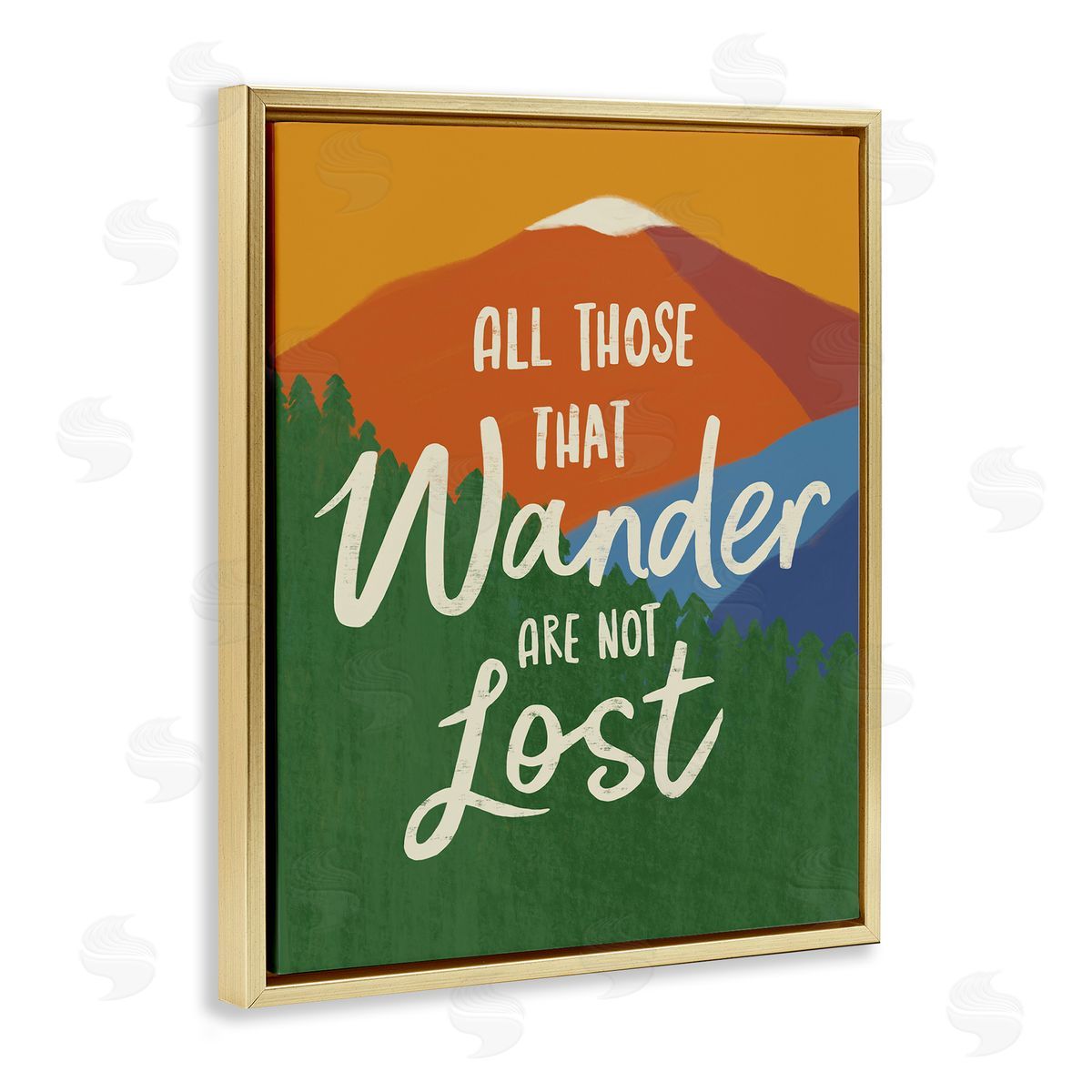 Nina Seven Inspiring Adventure Quote Mountain Wilderness Scene Gold Floating Frame Canvas Wall Art Print