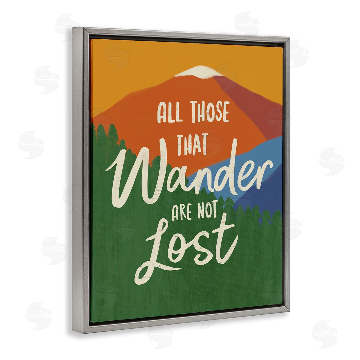 Nina Seven Inspiring Adventure Quote Mountain Wilderness Scene Gray Floating Frame Canvas Wall Art Print