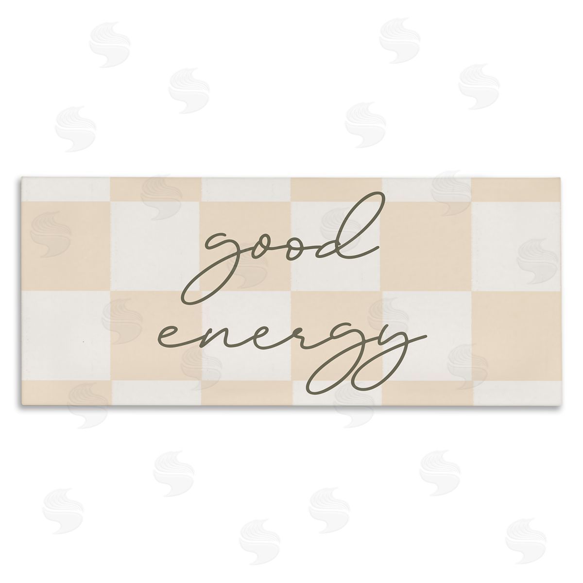 Stupell Studio Good Energy Script Checkered Neutral Beige Tones