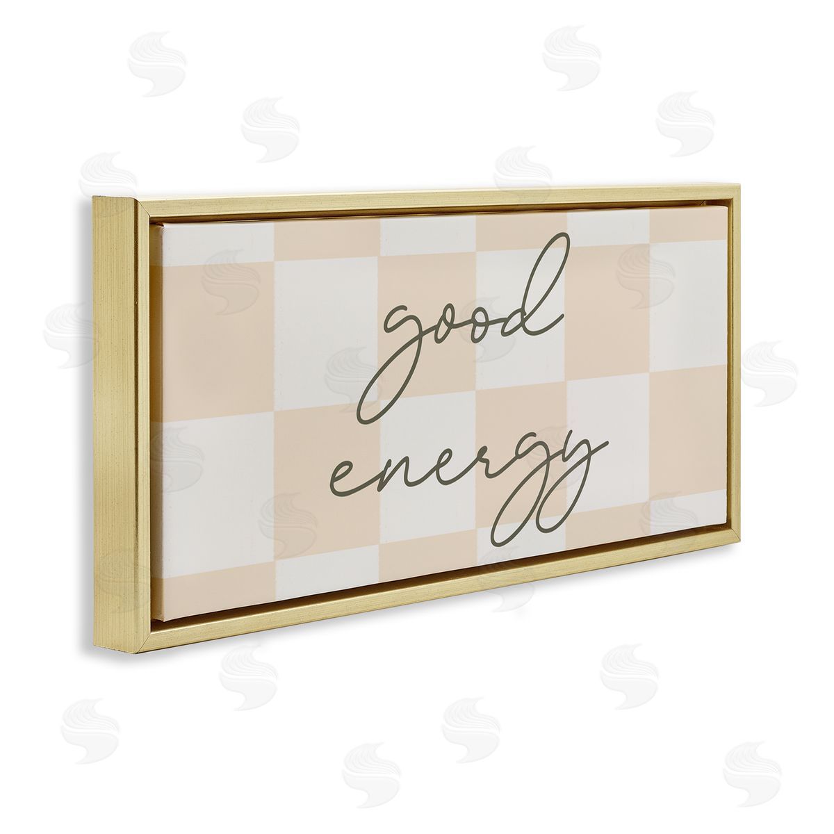 Stupell Studio Good Energy Script Checkered Neutral Beige Tones