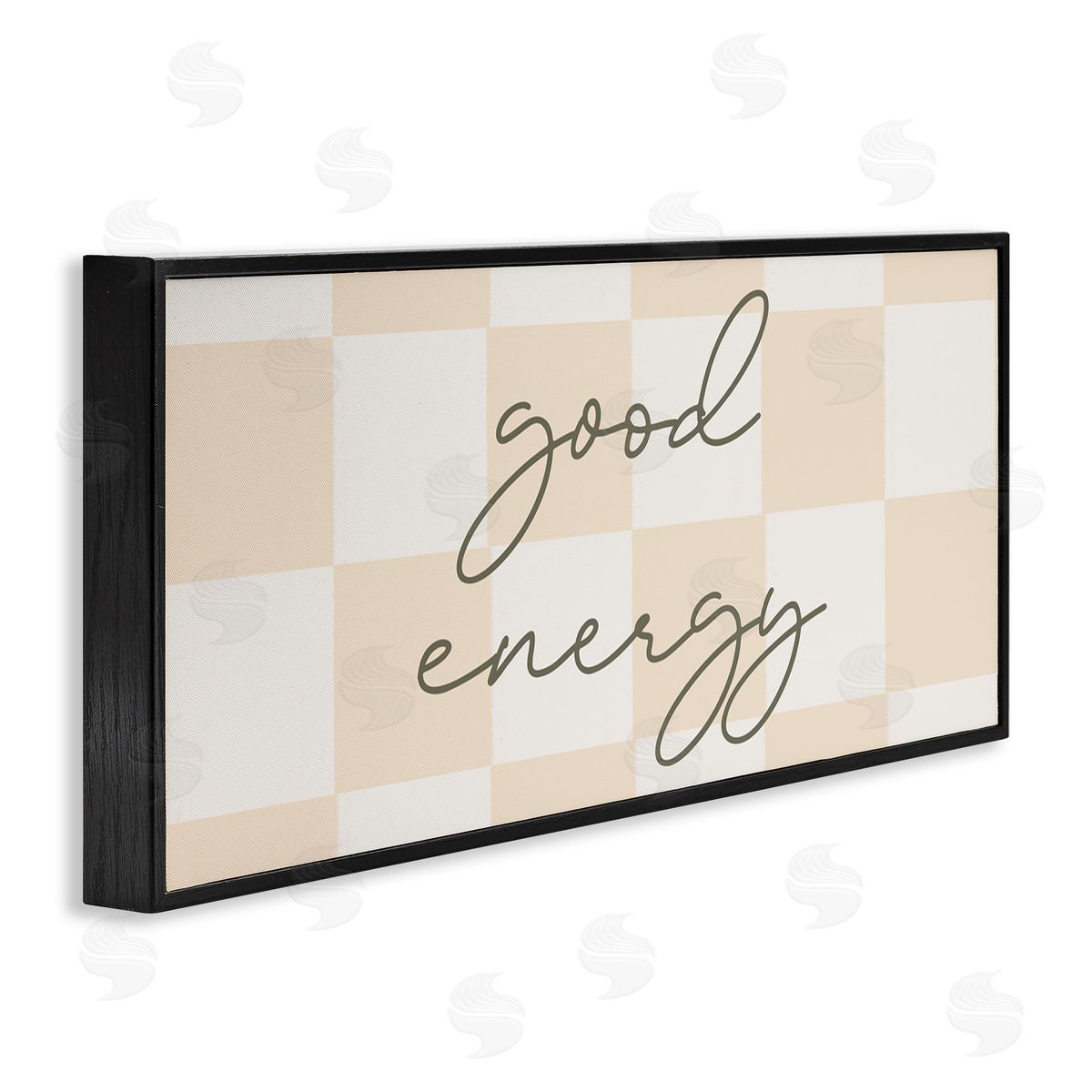 Stupell Studio Good Energy Script Checkered Neutral Beige Tones