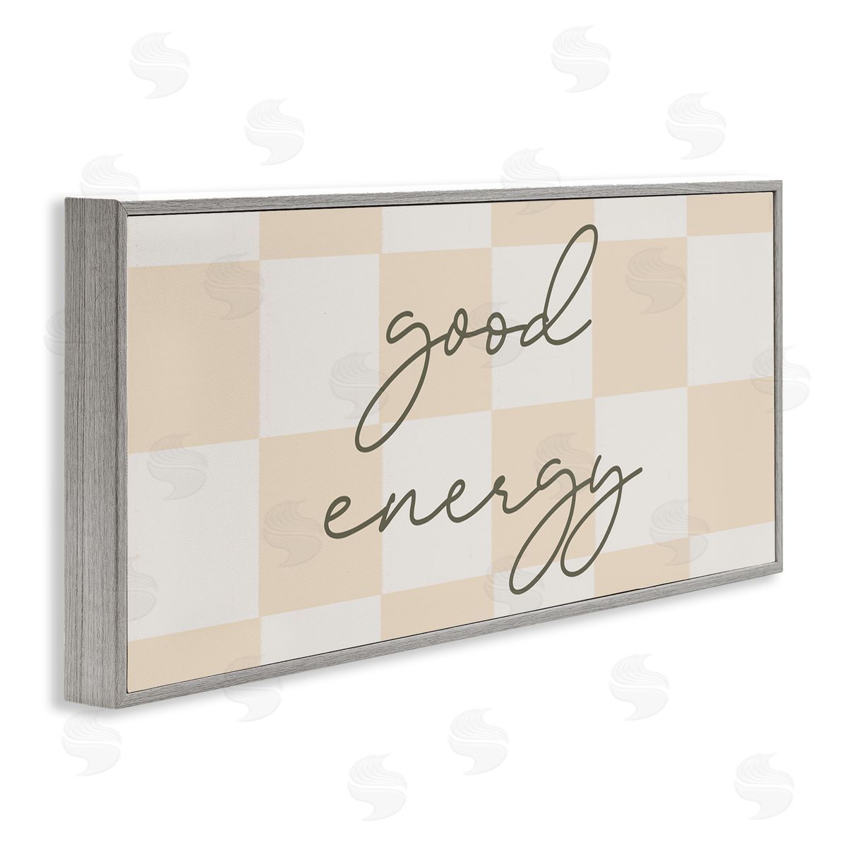 Stupell Studio Good Energy Script Checkered Neutral Beige Tones