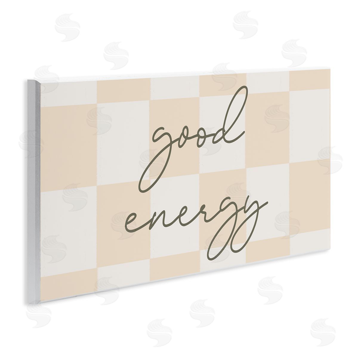 Stupell Studio Good Energy Script Checkered Neutral Beige Tones