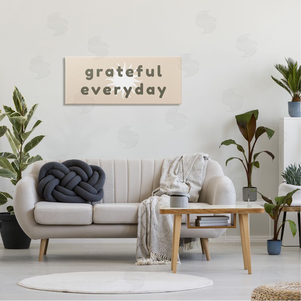 Stupell Studio Grateful Everyday Abstract Shining Sun Neutral Tones