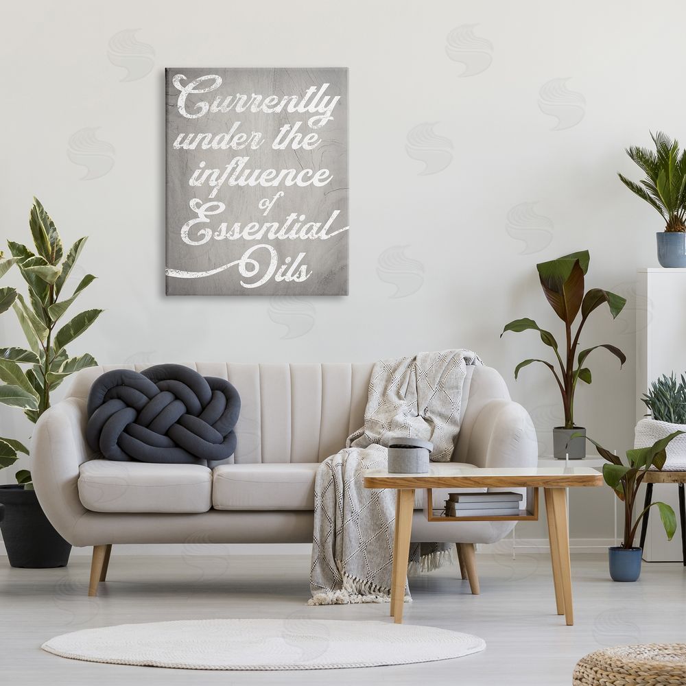 Stupell Studio Witty Essential Oils Humor Vintage Text Canvas Wall Art Print in Room