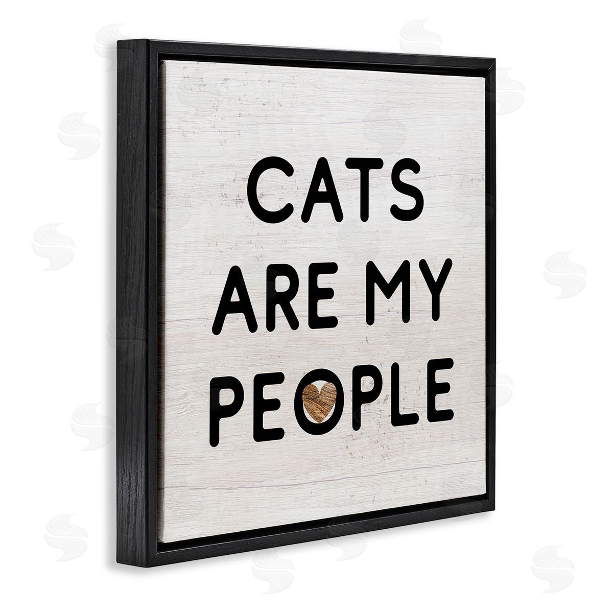 Stupell Studio Cats Are My People Rustic Heart Symbol Text Black Floating Frame Canvas Wall Art Print