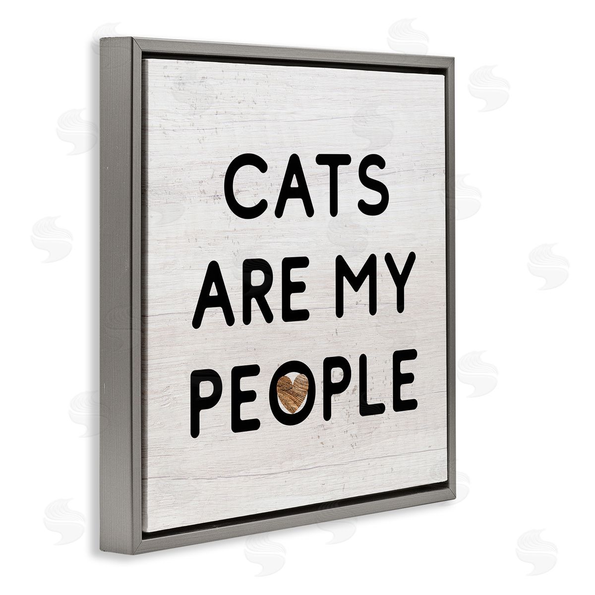 Stupell Studio Cats Are My People Rustic Heart Symbol Text Gray Floating Frame Canvas Wall Art Print