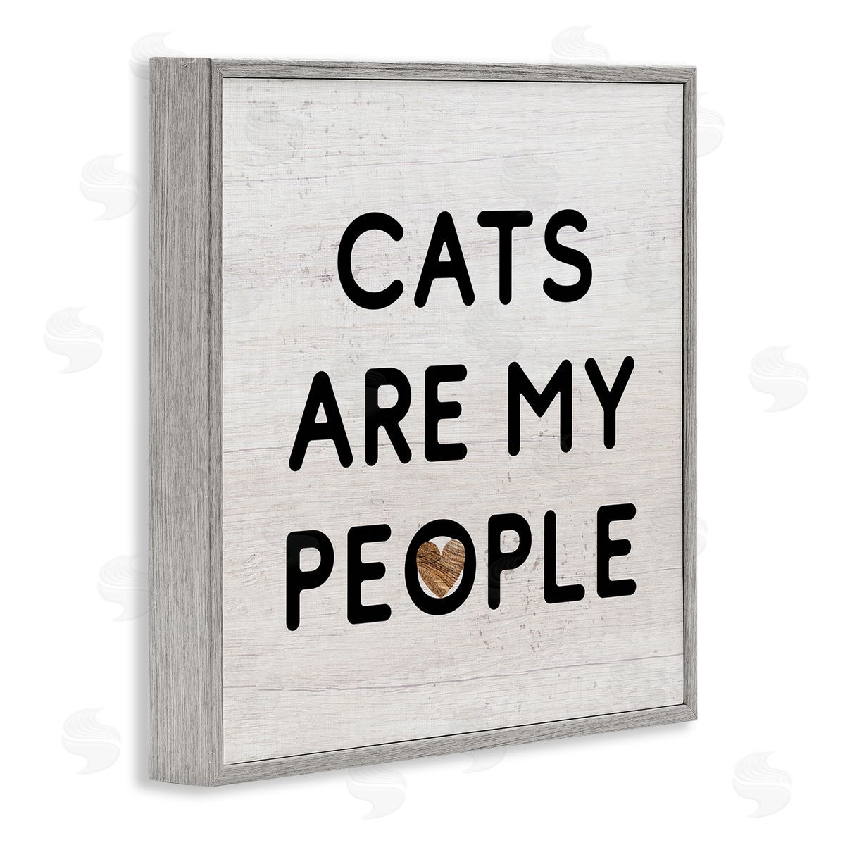 Stupell Studio Cats Are My People Rustic Heart Symbol Text Gray Framed Glicee Wall Art Print