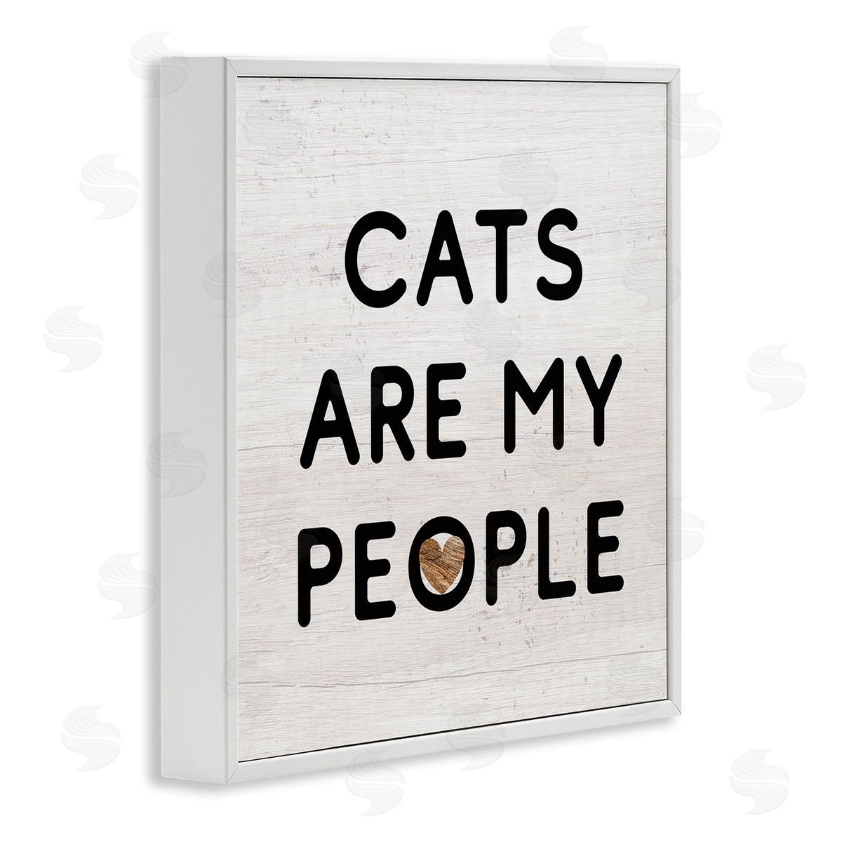 Stupell Studio Cats Are My People Rustic Heart Symbol Text White Framed Glicee Wall Art Print