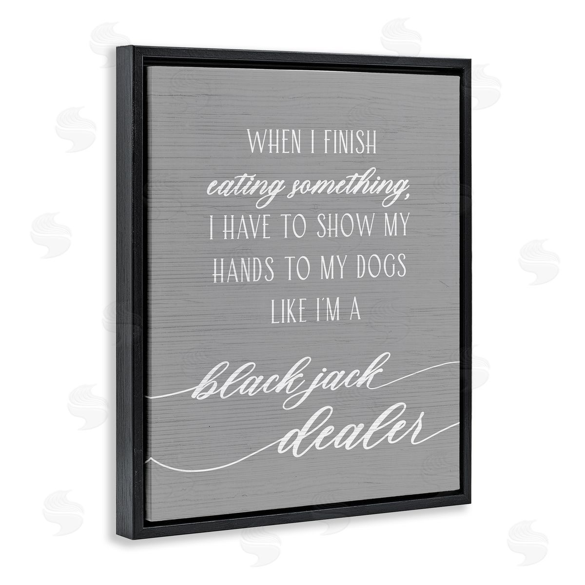 Stupell Studio Humorous Dog Quote Animal Pet Lover Typography Black Floating Frame Canvas Wall Art Print