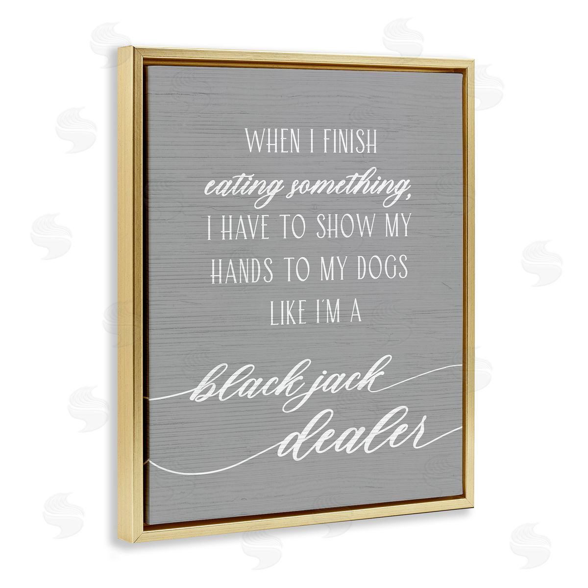 Stupell Studio Humorous Dog Quote Animal Pet Lover Typography Gold Floating Frame Canvas Wall Art Print