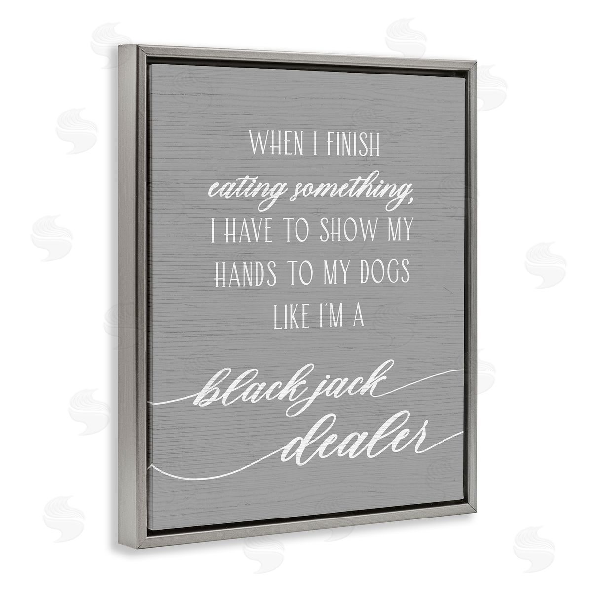 Stupell Studio Humorous Dog Quote Animal Pet Lover Typography Gray Floating Frame Canvas Wall Art Print