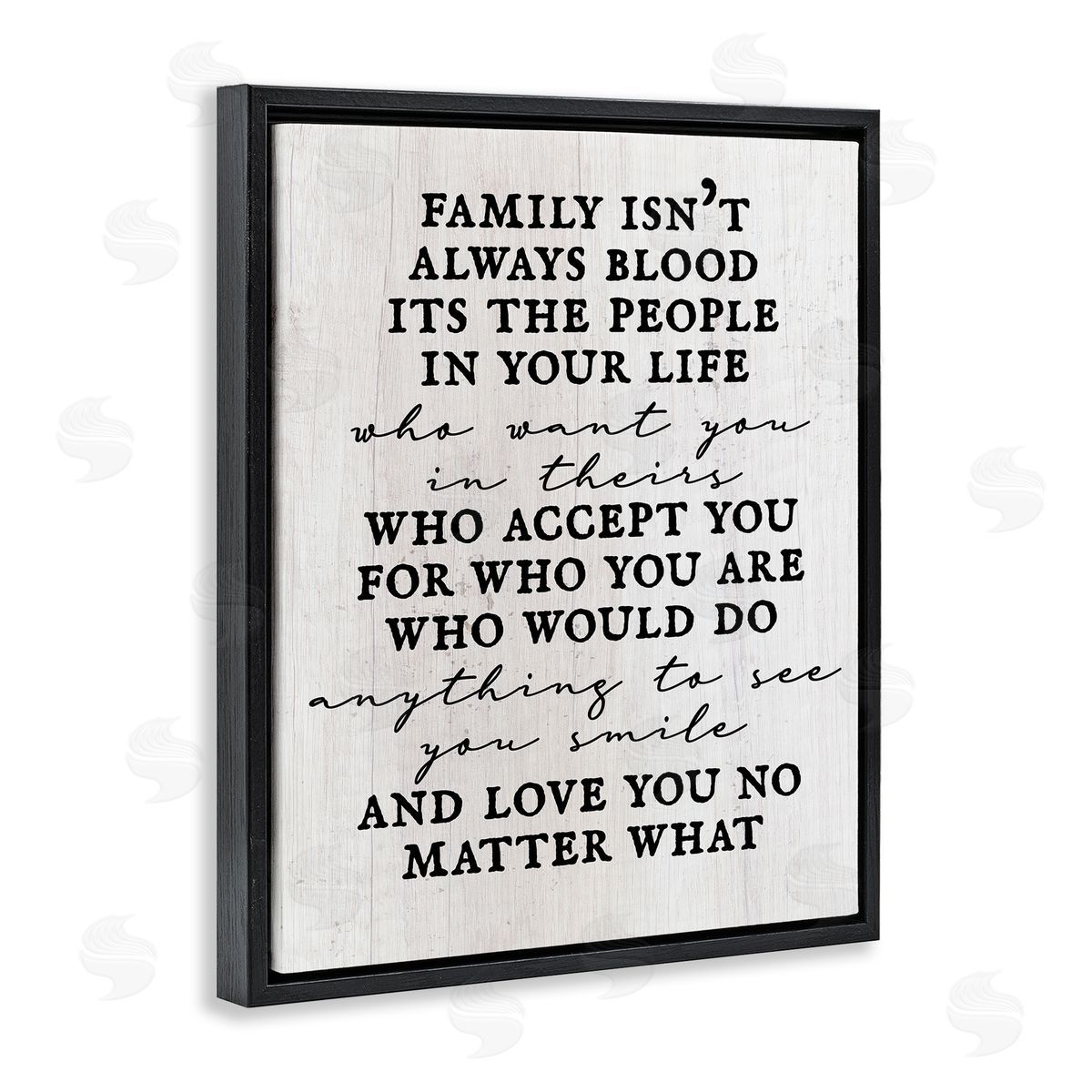 Stupell Studio Moving Family Quote Acceptance Text Plank Patterned Black Floating Frame Canvas Wall Art Print
