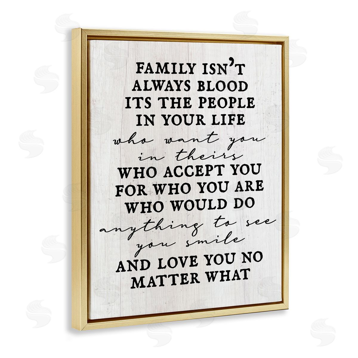 Stupell Studio Moving Family Quote Acceptance Text Plank Patterned Gold Floating Frame Canvas Wall Art Print