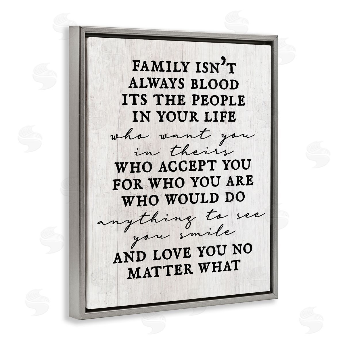 Stupell Studio Moving Family Quote Acceptance Text Plank Patterned Gray Floating Frame Canvas Wall Art Print