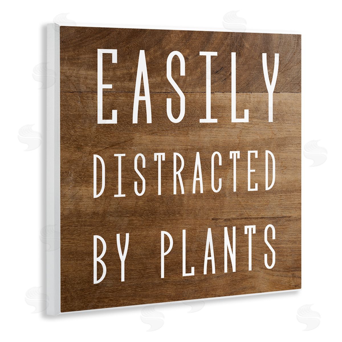 Stupell Studio Easily Distracted By Plants Rustic Plank Patterned Text Wooden Wall Plaque Art Print