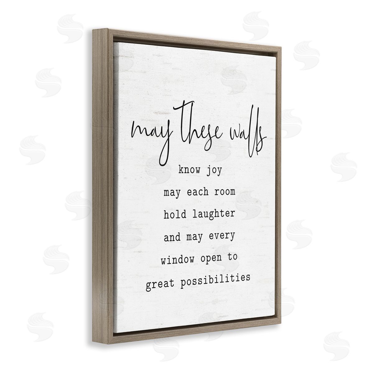 Lettered and Lined Loving Home Quote Heartfelt Family Birch Pattern Brown Floating Frame Canvas Wall Art Print