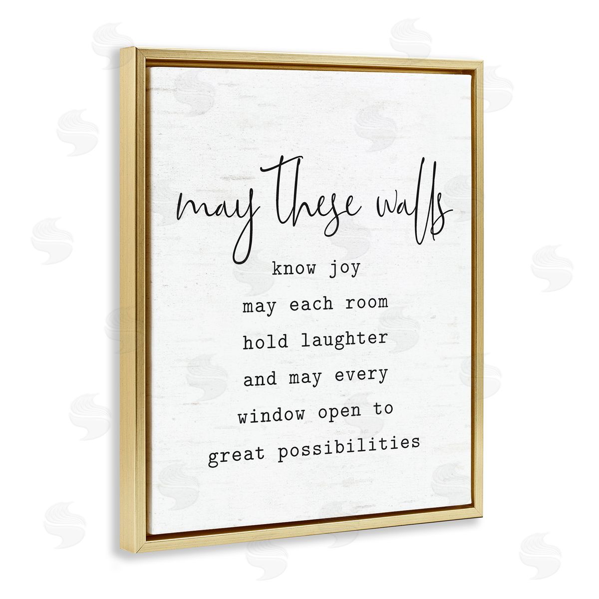 Lettered and Lined Loving Home Quote Heartfelt Family Birch Pattern Gold Floating Frame Canvas Wall Art Print