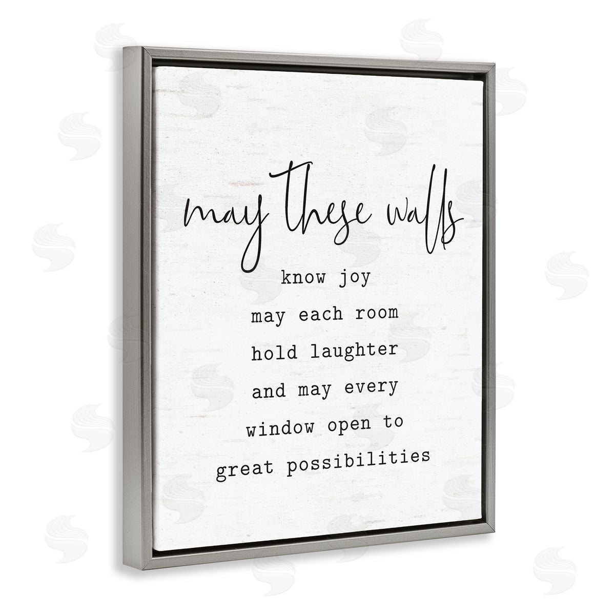 Lettered and Lined Loving Home Quote Heartfelt Family Birch Pattern Gray Floating Frame Canvas Wall Art Print