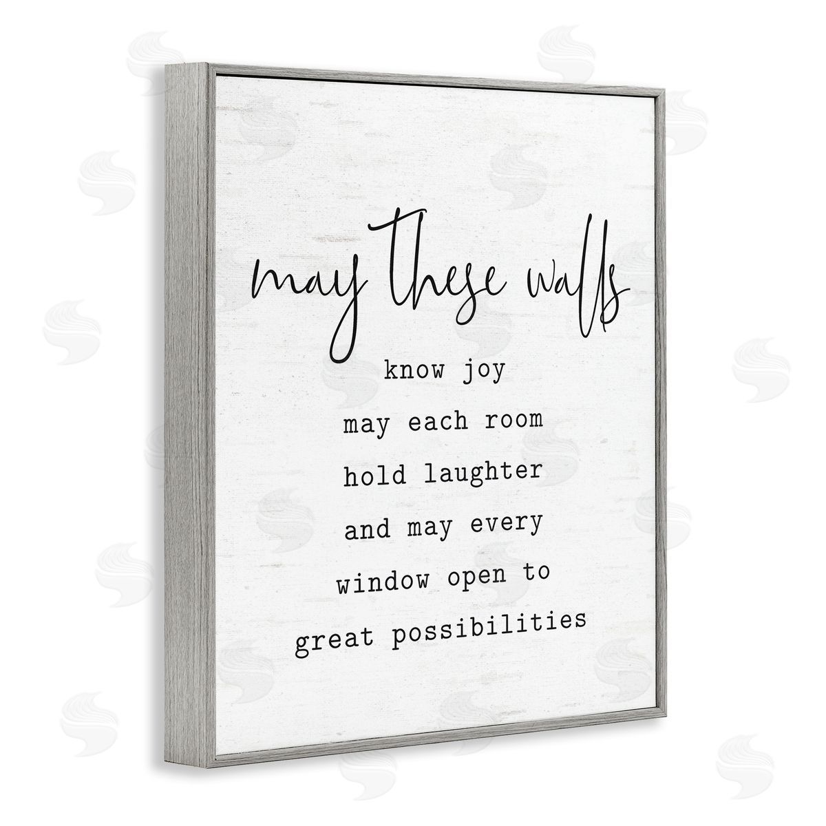 Lettered and Lined Loving Home Quote Heartfelt Family Birch Pattern Gray Framed Giclee Wall Art Print