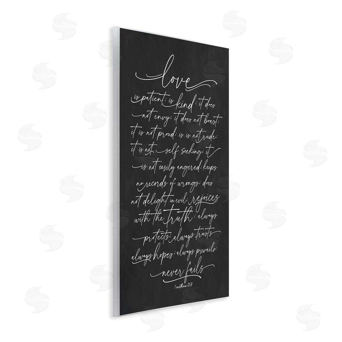 Lettered and Lined Uplifting Love Verse Religious Fancy Script Typography Wall Plaque Art Print